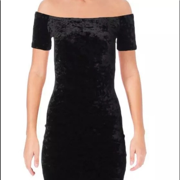 Aqua Black Velvet Off Shoulder Cocktail Dress ๐ - Picture 2 of 5